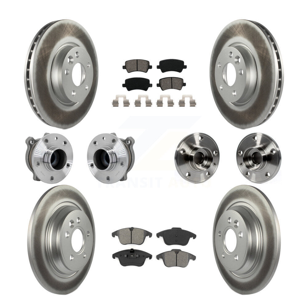 Hub Bearing Coated Brake Rotor Pad Front Rear Kit (10Pc) For 13-14 Volvo S60 FWD