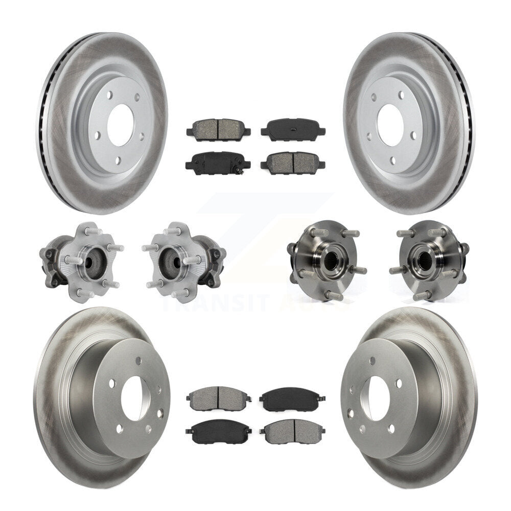 Hub Bearing Coated Disc Brake Rotor & Pads Front Rear Kit (10Pc) For Nissan Juke