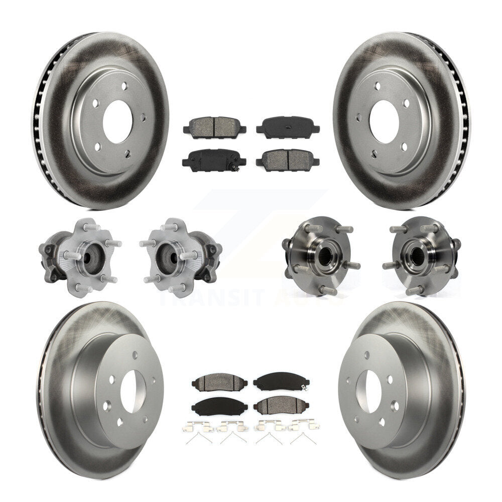 Hub Bearing Coat Brake Rotor Pad Front Rear Kit (10Pc) For 2011-2012 Nissan LEAF
