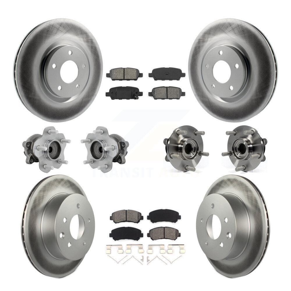 Hub Bearing Coated Disc Brake Rotor & Pads Front Rear Kit (10Pc) For Nissan Juke