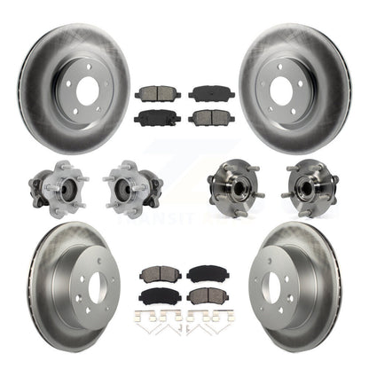 Hub Bearing Coated Disc Brake Rotor & Pads Front Rear Kit (10Pc) For Nissan Juke