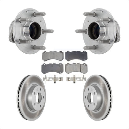 Hub Bearing Coated Brake Rotor & Pads Front Kit For 2017 Cadillac ATS V with RWD