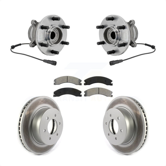 Hub Bearing Assembly Coated Disc Brake Rotor & Pad Front Kit For Nissan TITAN XD