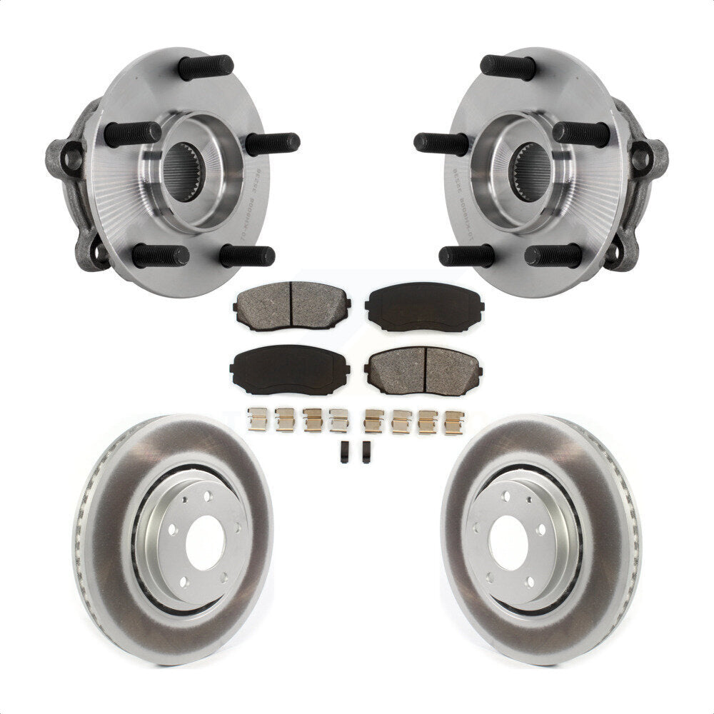 Hub Bearing Assembly Coated Brake Rotor & Pad Front Kit For 2016-2023 Mazda CX-9