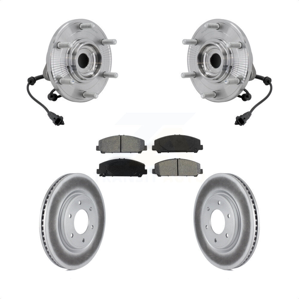 Hub Bearing Coated Disc Brake Rotor Pad Front Kit For 2017-2023 Nissan TITAN 4WD