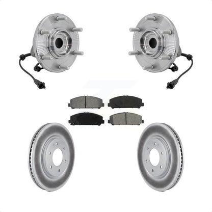 Hub Bearing Coated Disc Brake Rotor Pad Front Kit For 2017-2023 Nissan TITAN 4WD
