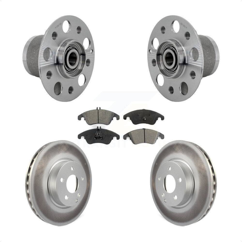 Hub Bearing Coated Brake Rotor & Pads Front Kit For Mercedes-Benz C300 E350 C350