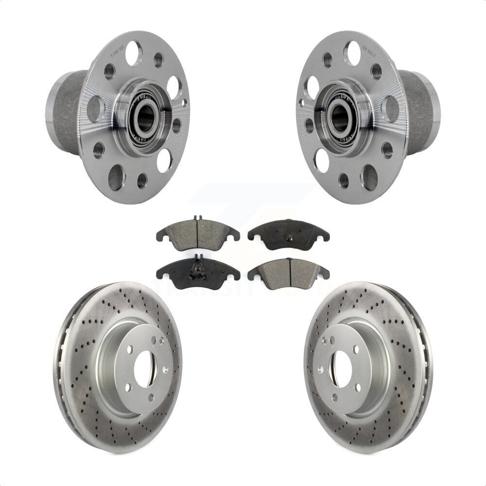 Hub Bearing Coated Brake Rotor & Pads Front Kit For Mercedes-Benz C300 E350 C350