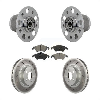Hub Bearing Coated Brake Rotor & Pads Front Kit For Mercedes-Benz C300 E350 C350