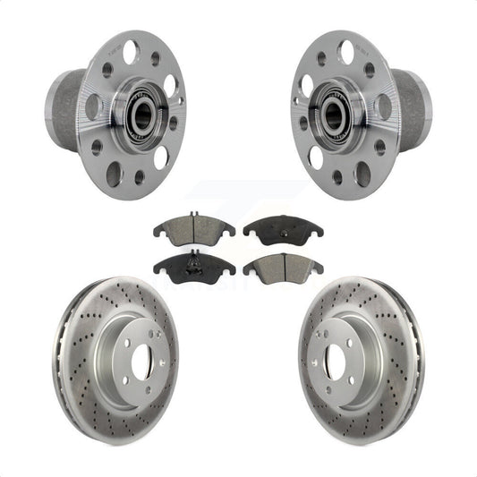 Hub Bearing Coated Brake Rotor & Pads Front Kit For Mercedes-Benz C300 E350 C350