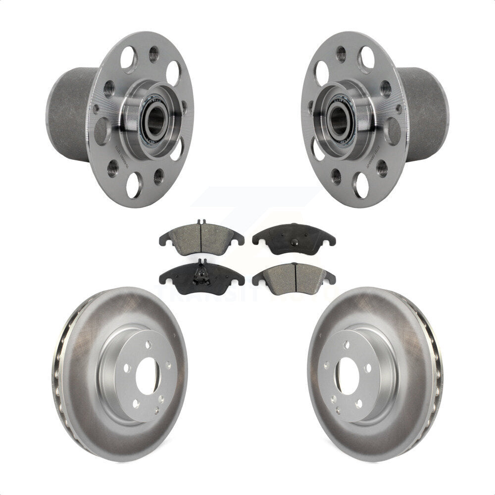 Hub Bearing Coated Brake Rotor & Pads Front Kit For Mercedes-Benz E350 E400 E250