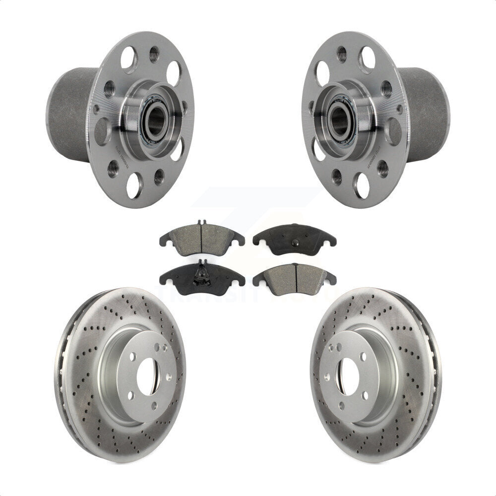 Hub Bearing Coated Brake Rotor & Pads Front Kit For Mercedes-Benz E350 E400 E250