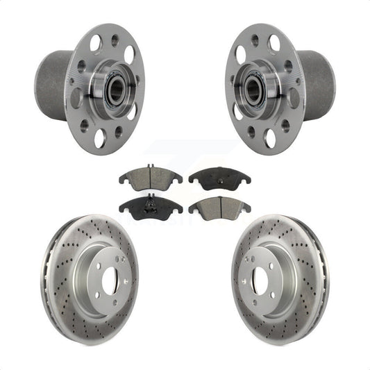 Hub Bearing Coated Brake Rotor & Pads Front Kit For Mercedes-Benz E350 E400 E250
