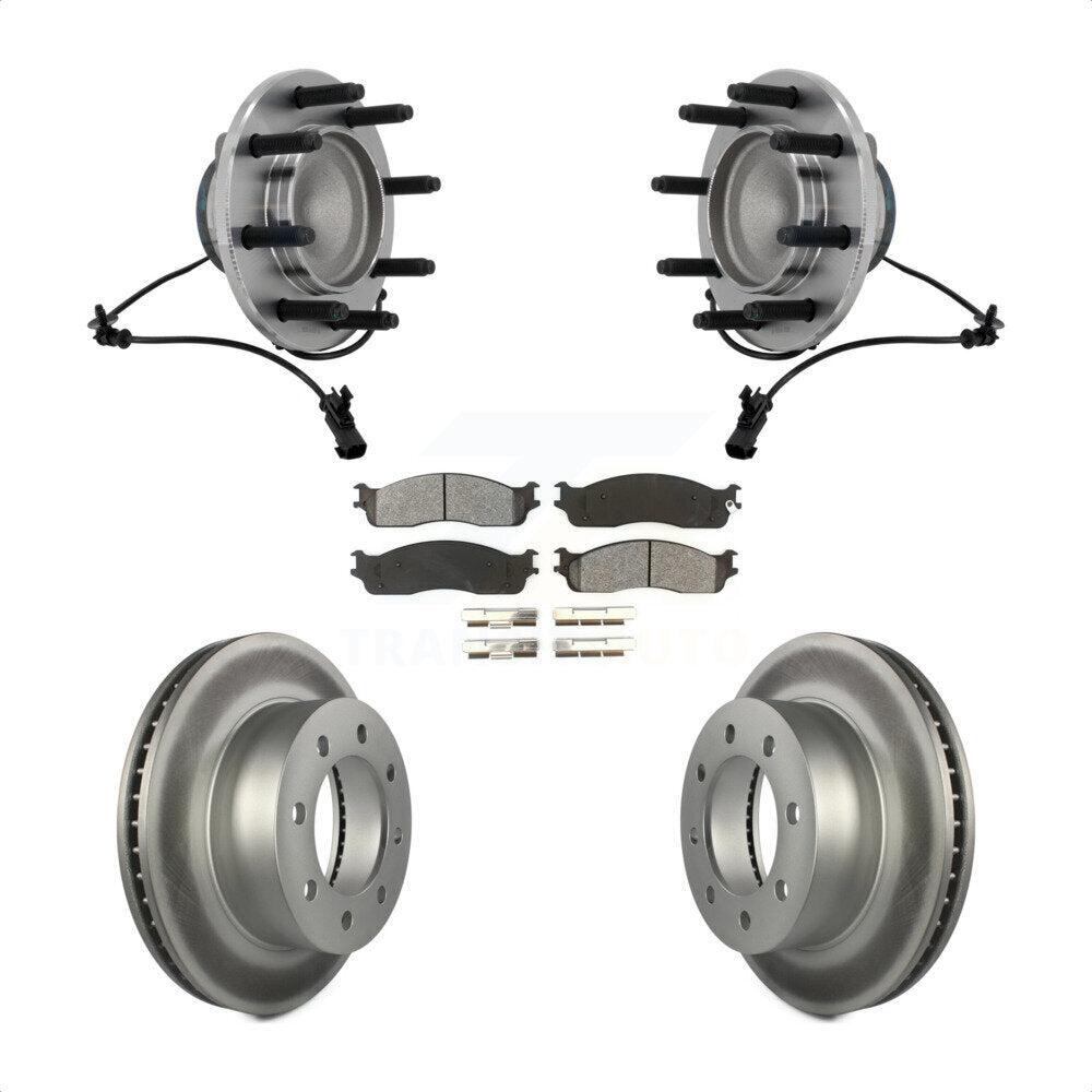 Hub Bearing Assembly Coat Brake Rotor Pad Front Kit For Dodge Ram 1500 3500 2500
