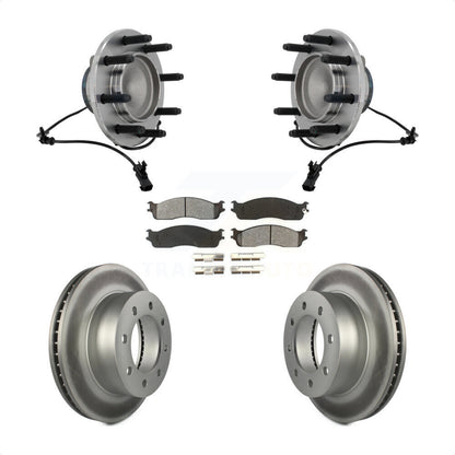 Hub Bearing Assembly Coat Brake Rotor Pad Front Kit For Dodge Ram 1500 3500 2500