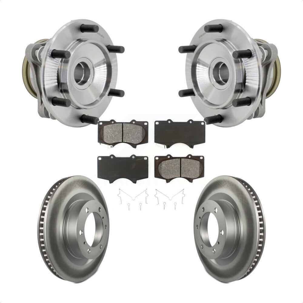 Hub Bearing Coated Brake Rotor & Pads Front Kit For 2010-2021 Toyota 4Runner RWD