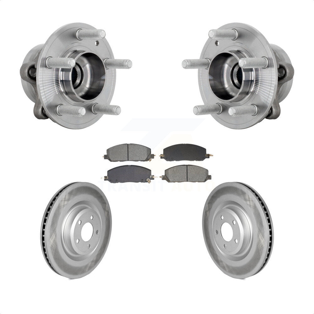 Hub Bearing Coated Brake Rotor & Pad Front Kit For Ford Explorer Lincoln Aviator