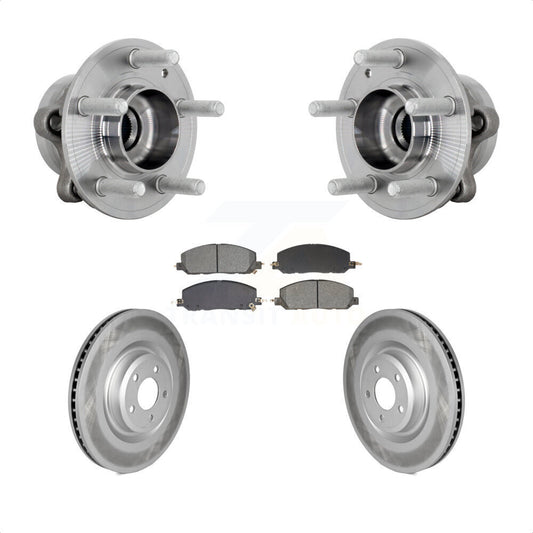 Hub Bearing Coated Brake Rotor & Pad Front Kit For Ford Explorer Lincoln Aviator