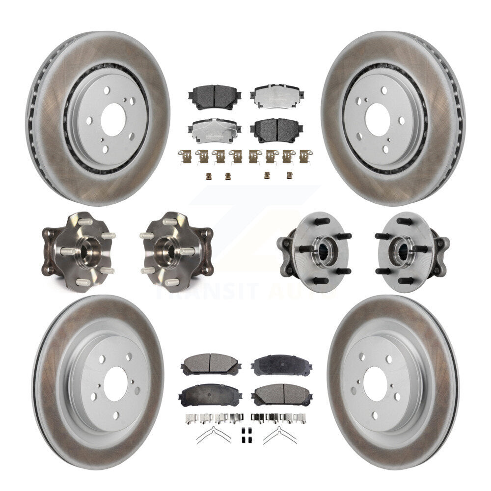 Hub Bearing Coated Brake Rotor & Pad Front Rear Kit (10Pc) For Toyota Sienna AWD