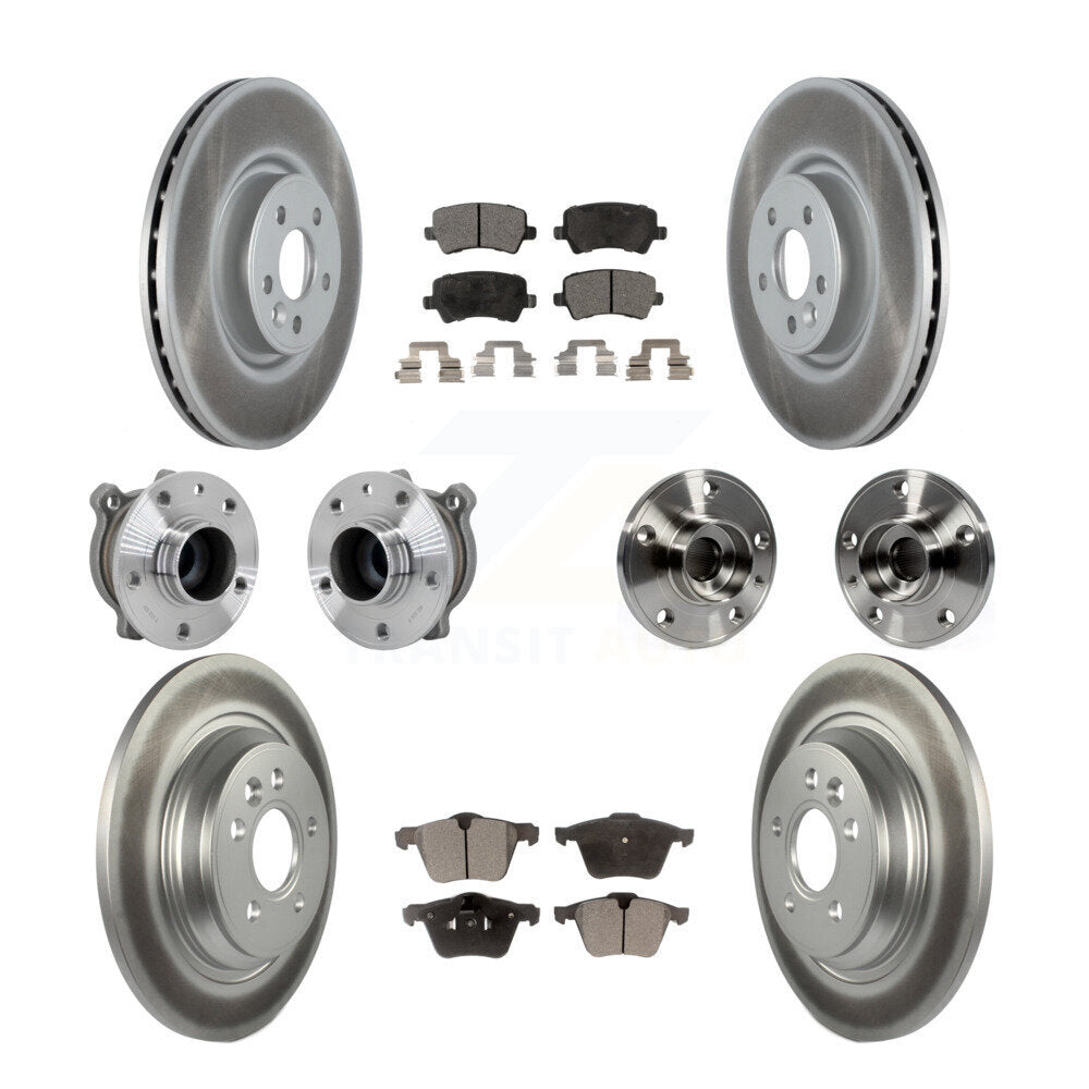 Hub Bearing Coated Disc Brake Rotor Pads Front Rear Kit (10Pc) For Volvo S60 V70