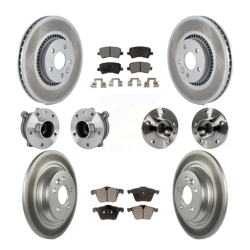 Hub Bearing Coated Disc Brake Rotor Pads Front Rear Kit (10Pc) For Volvo S60 V70