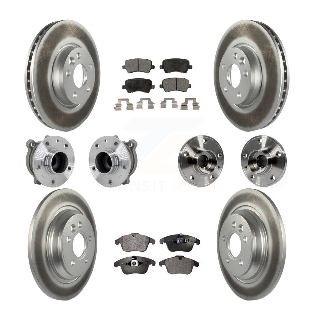 Hub Bearing Coated Brake Rotor Pad Front Rear Kit (10Pc) For 13-14 Volvo S60 FWD