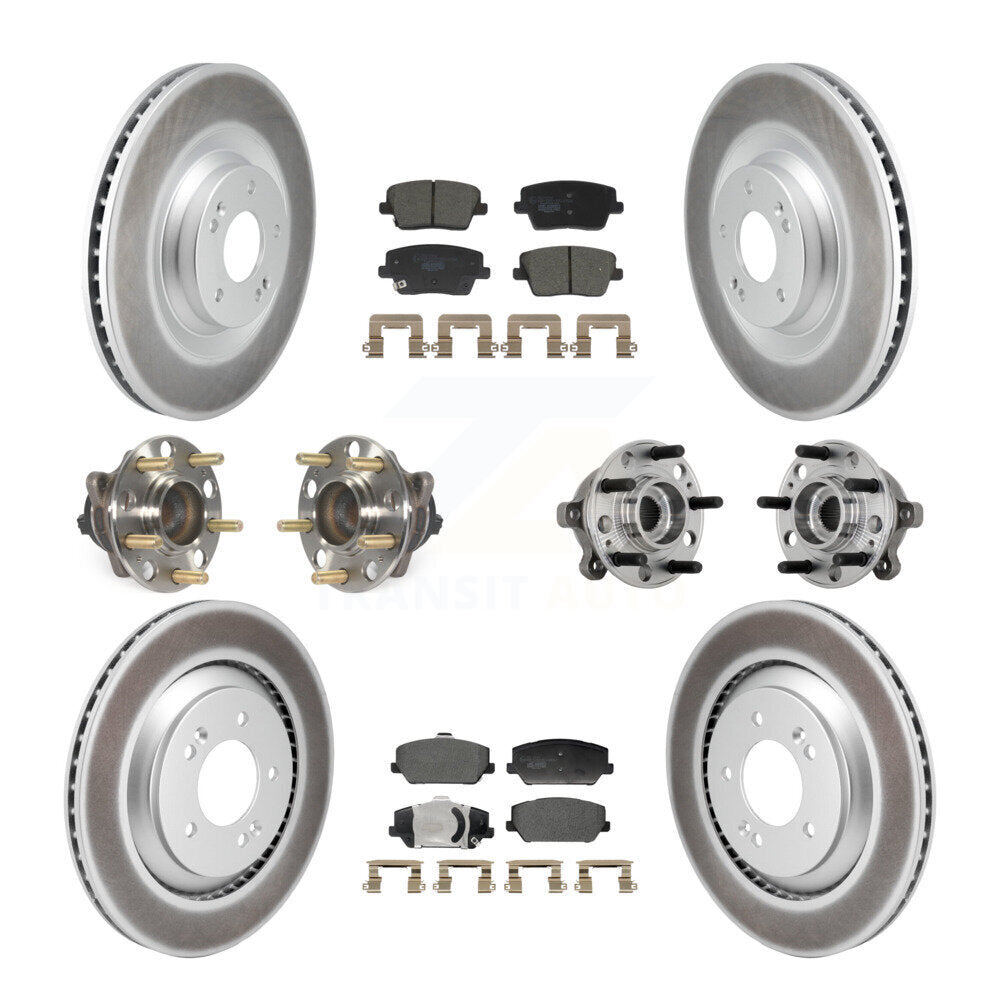 Hub Bearing Coated Brake Rotor Pads Front Rear Kit (10Pc) For Hyundai Veloster N
