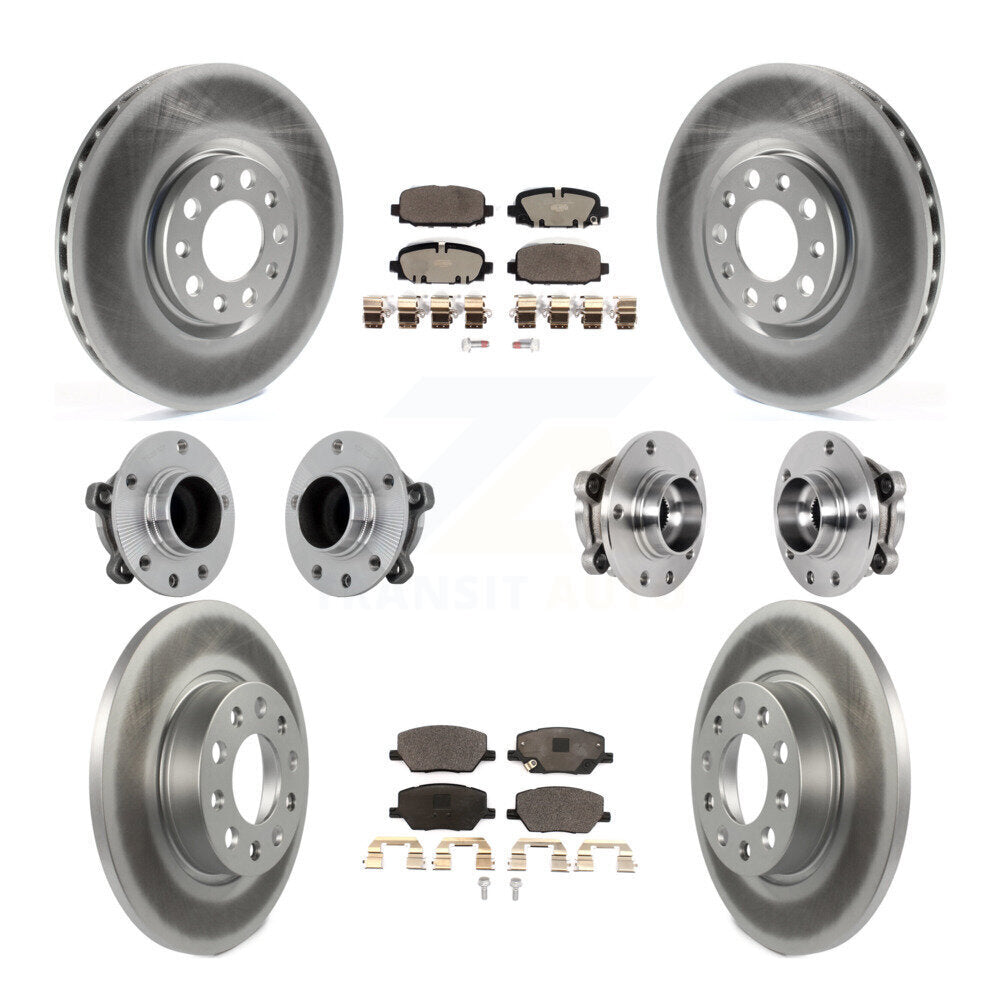 Hub Bearing Coated Brake Rotor & Pads Front Rear Kit (10Pc) For Jeep Compass FWD