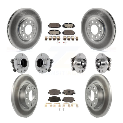 Hub Bearing Coated Brake Rotor & Pads Front Rear Kit (10Pc) For Jeep Compass FWD