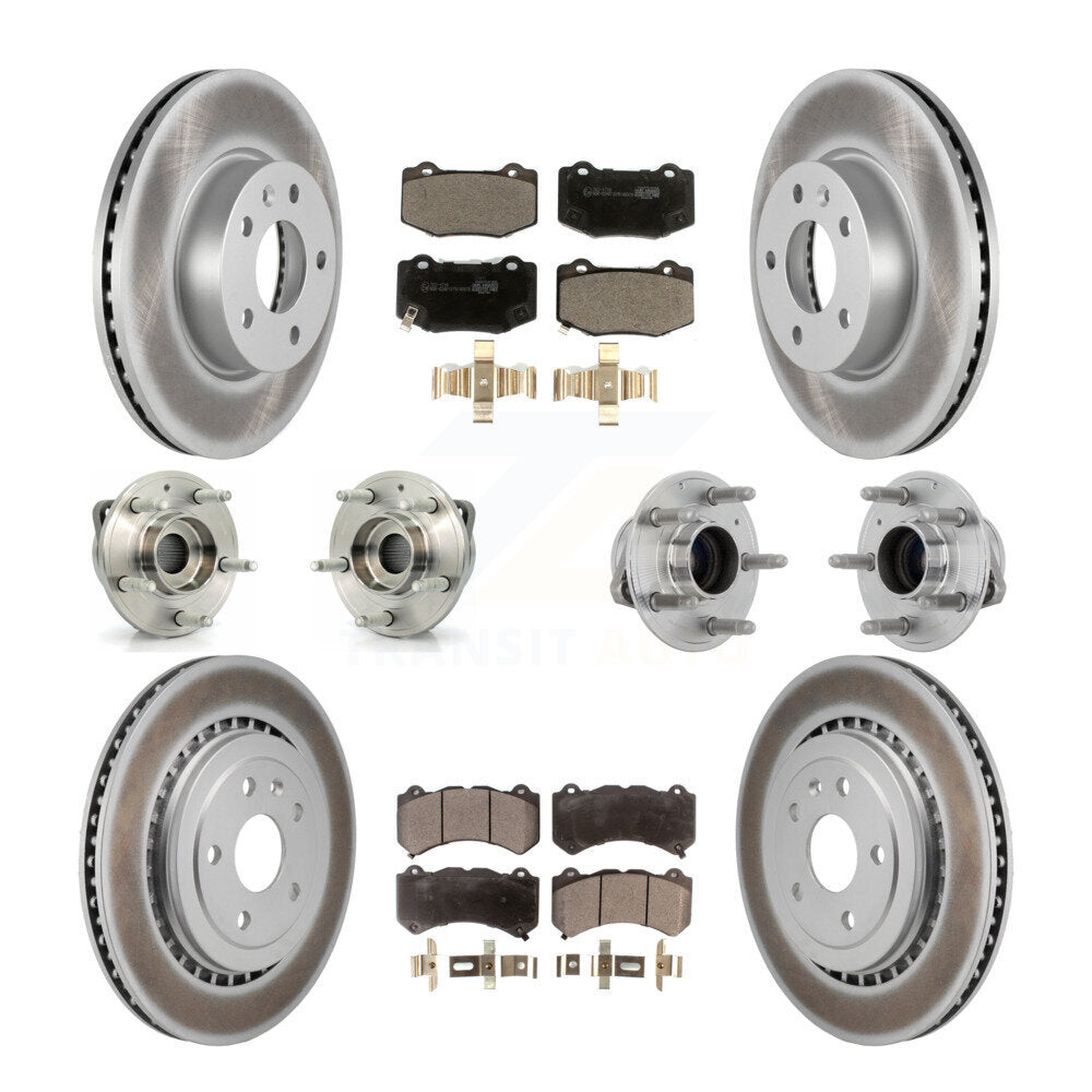 Hub Bearing Coated Disc Brake Rotor & Pad Front Rear Kit (10Pc) For Cadillac ATS