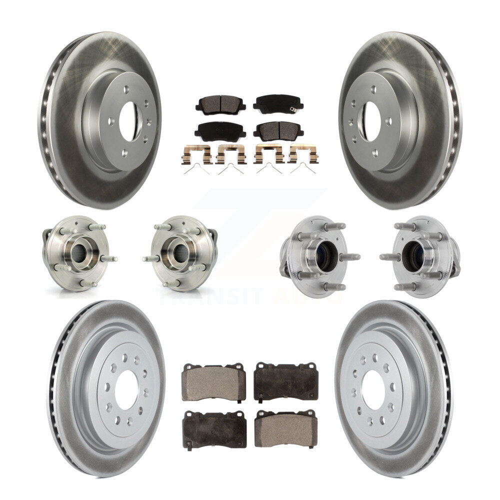 Hub Bearing Coated Disc Brake Rotor & Pad Front Rear Kit (10Pc) For Cadillac ATS