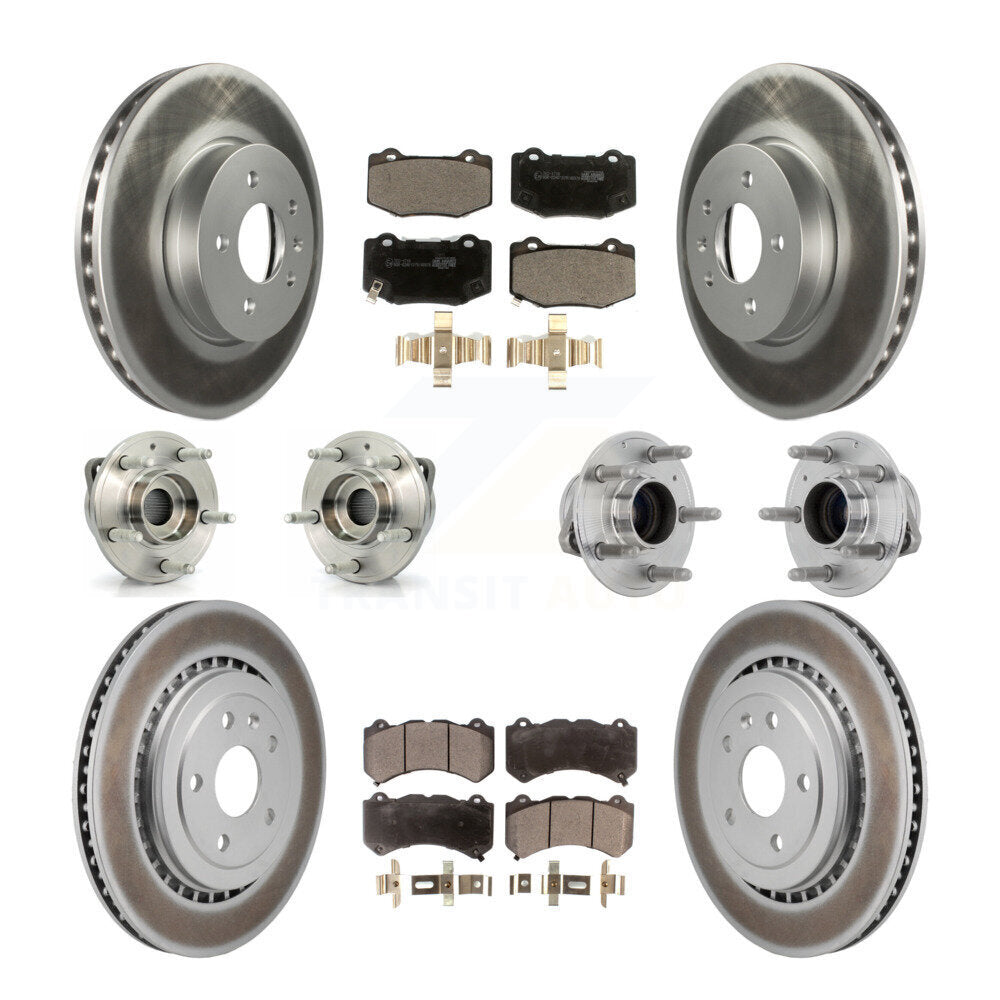 Hub Bearing Coated Disc Brake Rotor & Pad Front Rear Kit (10Pc) For Cadillac ATS