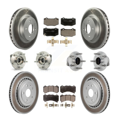 Hub Bearing Coated Disc Brake Rotor & Pad Front Rear Kit (10Pc) For Cadillac ATS