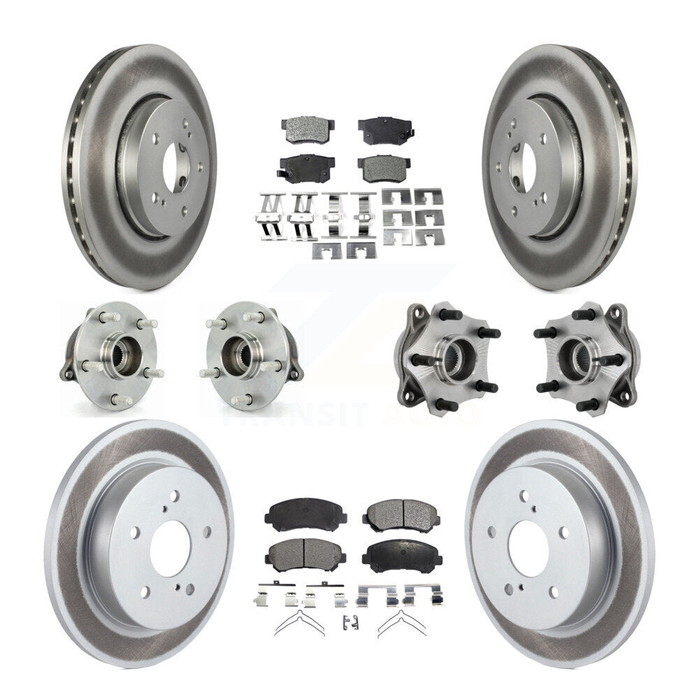 Hub Bearing Coated Brake Rotor Pads Front Rear Kit (10Pc) For Suzuki Kizashi AWD