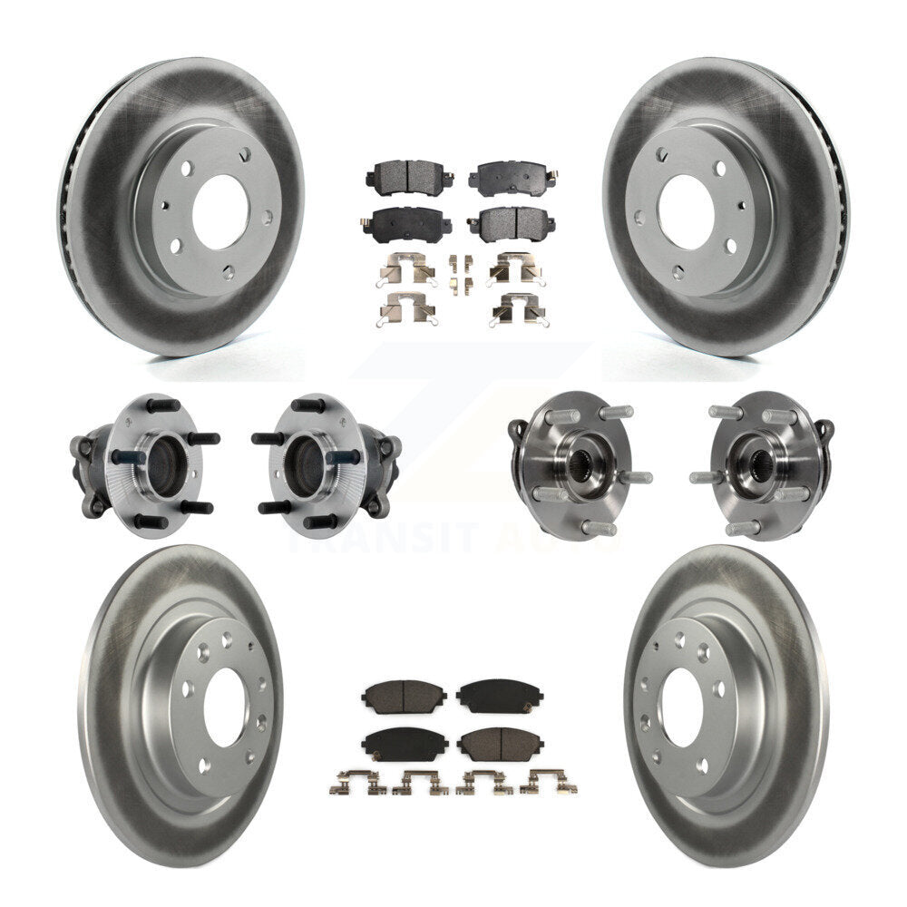 Hub Bearing Coat Brake Rotor Pads Front Rear Kit (10Pc) For 16-18 Mazda CX-3 FWD