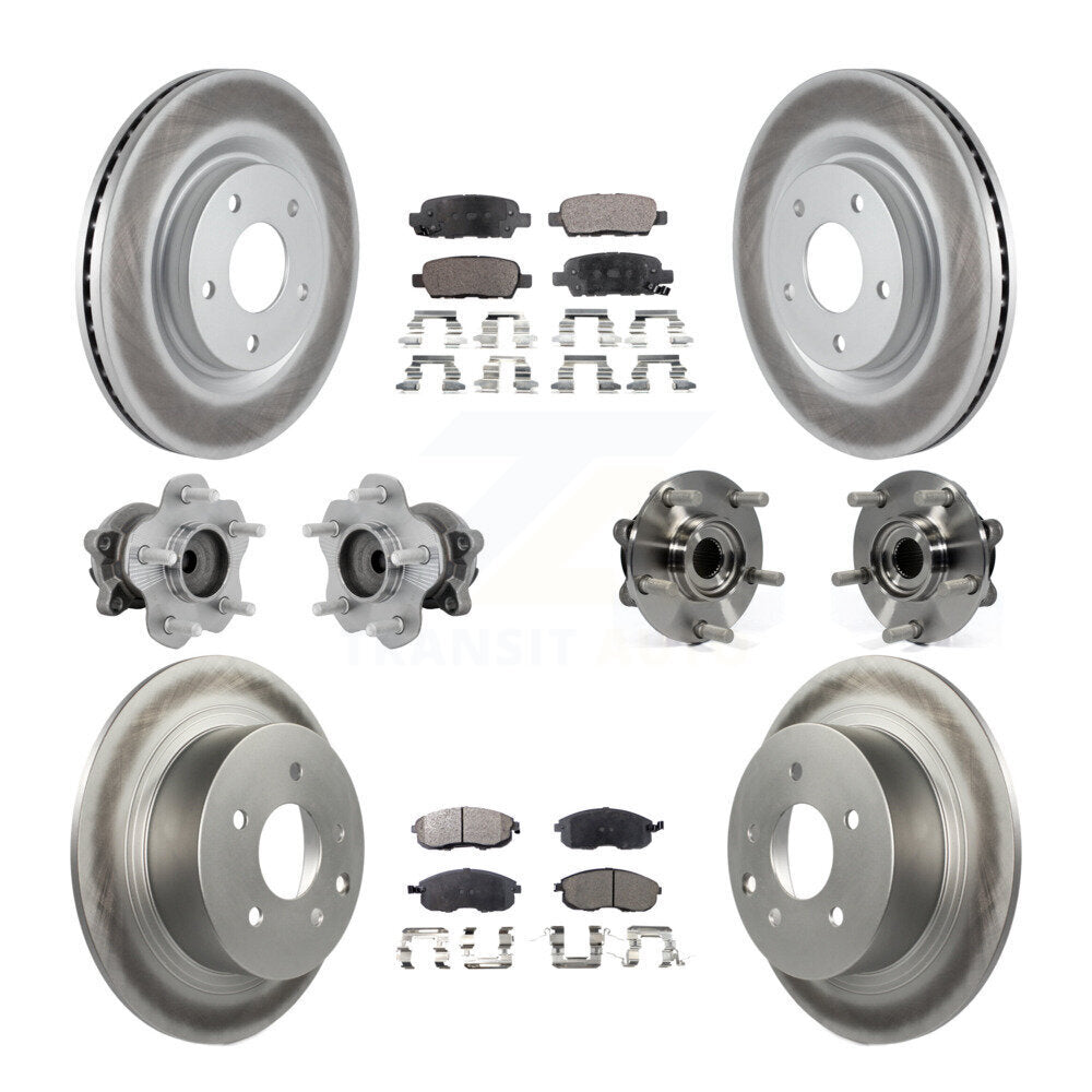 Hub Bearing Coated Disc Brake Rotor & Pads Front Rear Kit (10Pc) For Nissan Juke