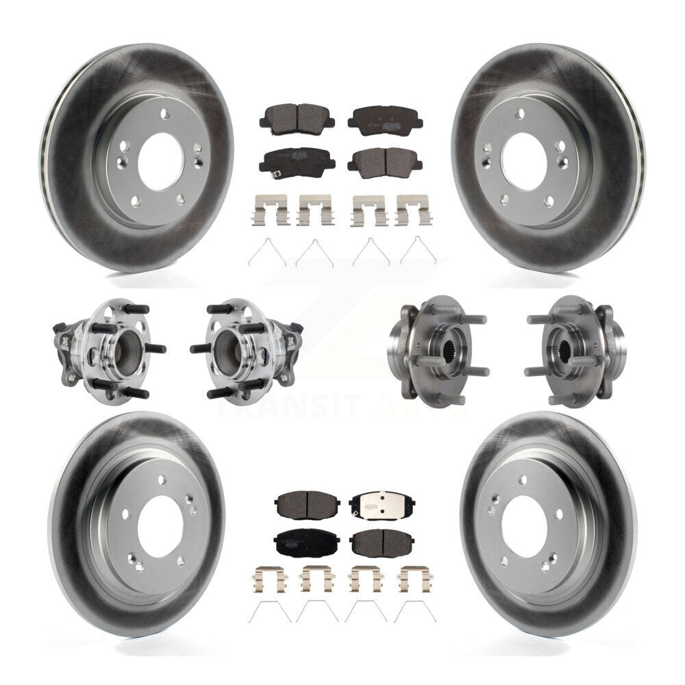 Hub Bearing Coated Brake Rotor Pads Front Rear Kit (10Pc) For Hyundai Elantra GT