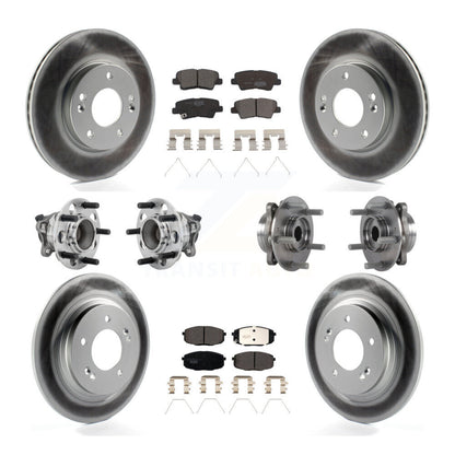 Hub Bearing Coated Brake Rotor Pads Front Rear Kit (10Pc) For Hyundai Elantra GT