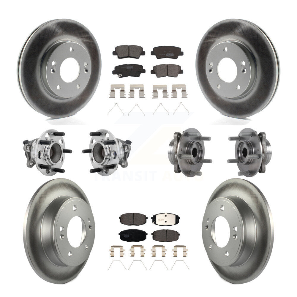 Hub Bearing Coat Brake Rotor Pads Front Rear Kit (10Pc) For Kia Forte Hyundai GT