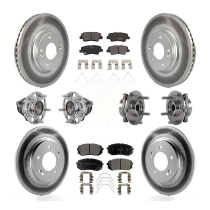 Hub Bearing Coated Brake Rotor Pads Front Rear Kit (10Pc) For Hyundai Elantra GT