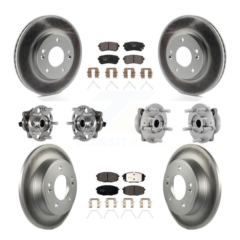 Hub Bearing Coated Disc Brake Rotor & Pad Front Rear Kit (10Pc) For Hyundai Kona