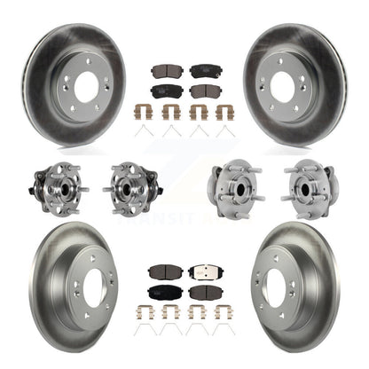Hub Bearing Coated Disc Brake Rotor & Pad Front Rear Kit (10Pc) For Hyundai Kona