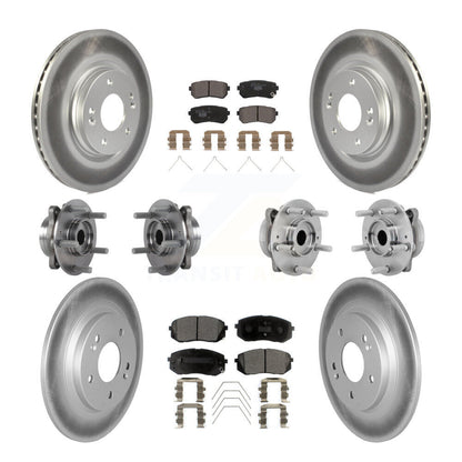 Hub Bearing Coated Brake Rotor & Pads Front Rear Kit (10Pc) For Hyundai Kona Kia