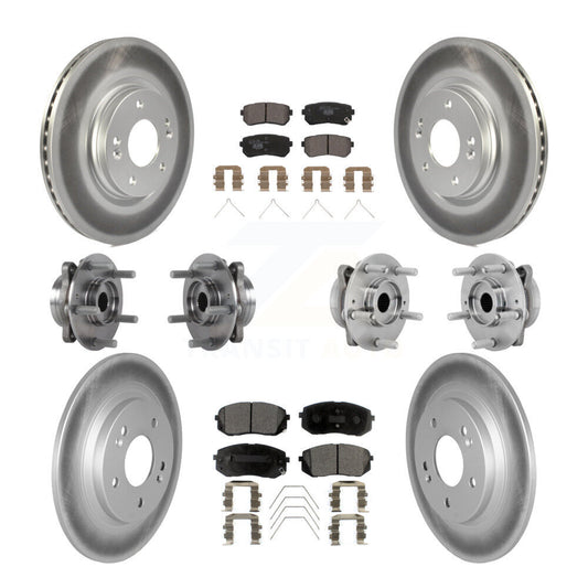 Hub Bearing Coated Brake Rotor & Pads Front Rear Kit (10Pc) For Hyundai Kona Kia