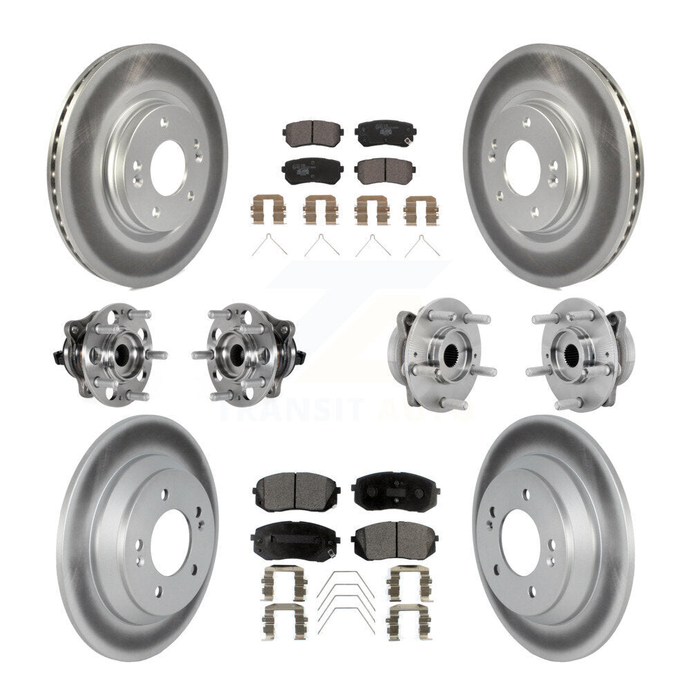 Hub Bearing Coated Disc Brake Rotor & Pad Front Rear Kit (10Pc) For Hyundai Kona
