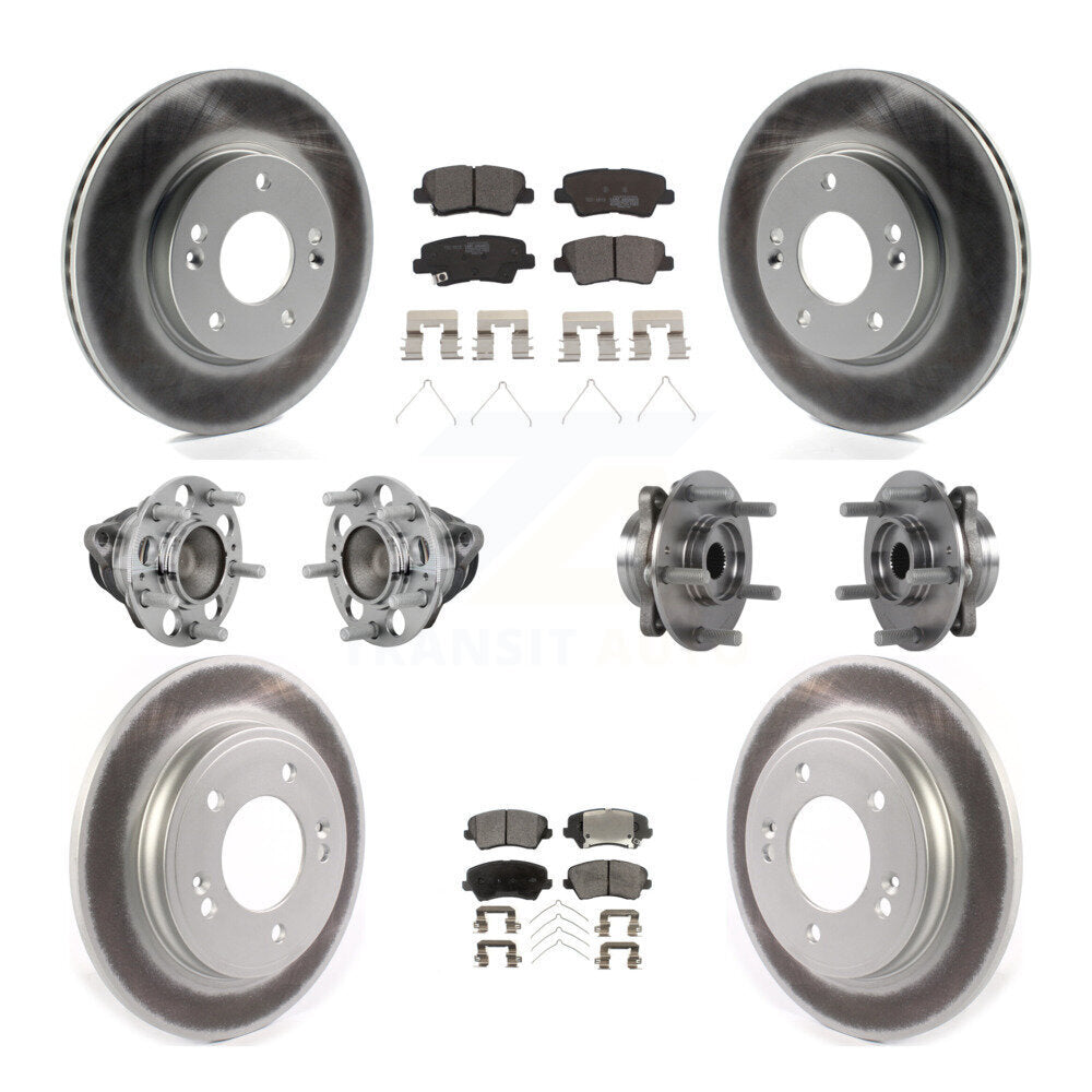 Hub Bearing Coated Brake Rotor & Pads Front Rear Kit (10Pc) For Hyundai Veloster