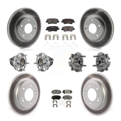 Hub Bearing Coated Brake Rotor & Pads Front Rear Kit (10Pc) For Hyundai Veloster