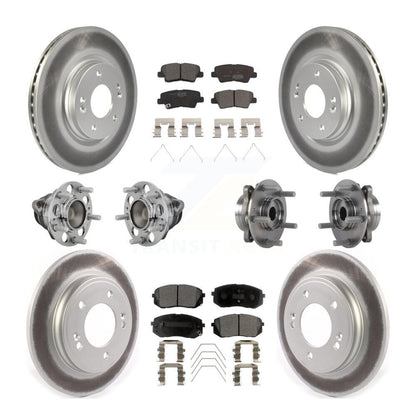 Hub Bearing Coated Brake Rotor & Pad Front Rear Kit (10Pc) For Kia Forte Hyundai