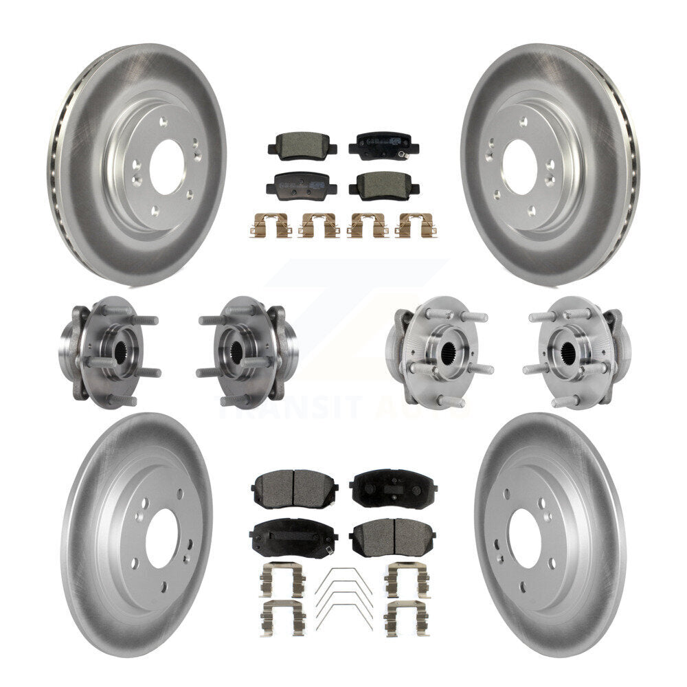 Hub Bearing Coated Disc Brake Rotor And Pad Front Rear Kit (10Pc) For Kia Seltos
