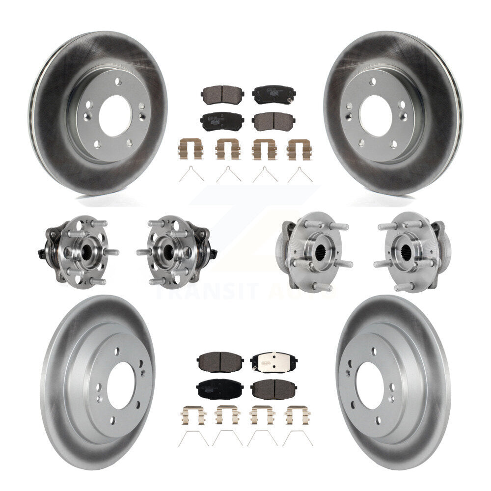 Hub Bearing Coated Disc Brake Rotor & Pad Front Rear Kit (10Pc) For Hyundai Kona